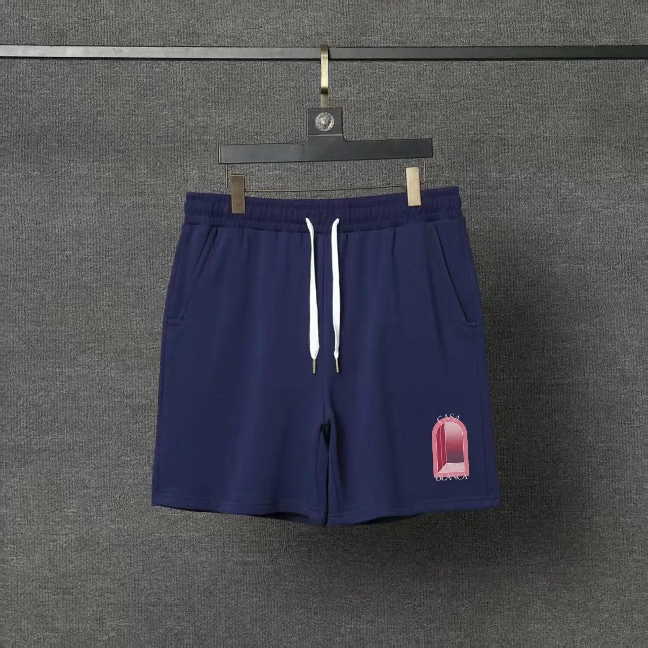 CASABLANCA Casa shorts Printing technology Original development Using gram custom terry fabric Upper body is comfortable Back pocket design Original turning details Made by domestic first-line brands Factory OEM Workmanship is impeccable Wash mark Main wheat Hang tag Complete packaging Sizes S.M.L.XL